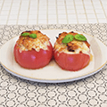 丸ごとトマトのそぼろチーズ焼き