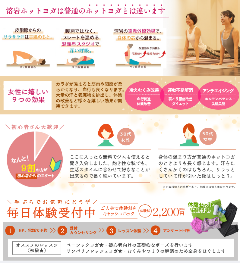 溶岩ヨガ魅力、お声、体験案内